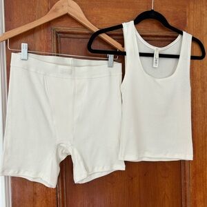 Skims pajama set in cream. NWOT in size L